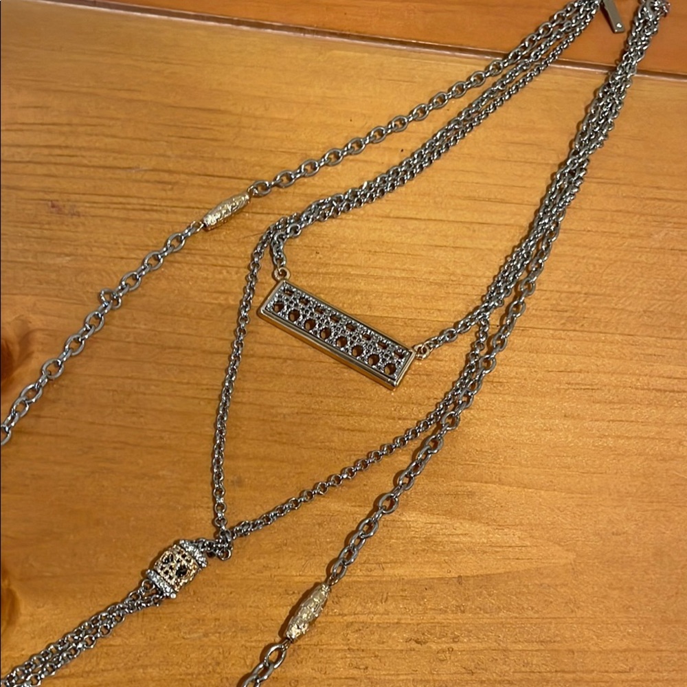 White House Black Market Silver and Gold Multi-Strand Necklace